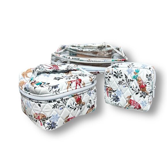 New Vera Bradley Merry Mischief Snow Day 3 Piece Cosmetic Bag Organizer Gift Set - Picture 8 of 9